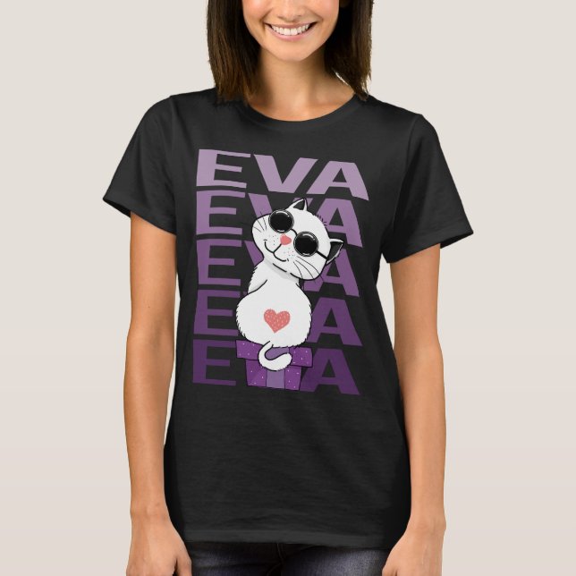 Lovely Cat - Eva Name T-Shirt (Front)