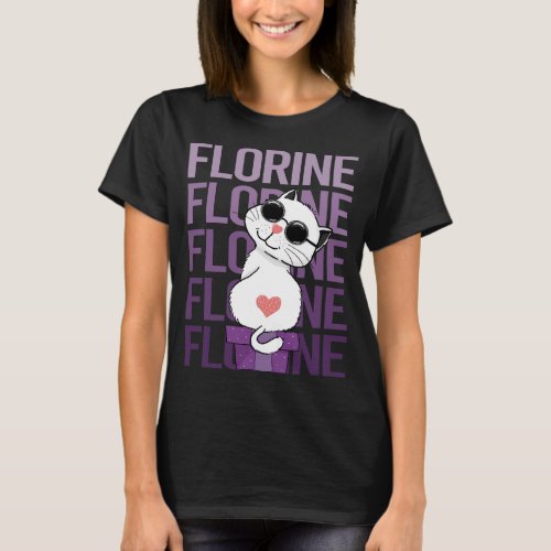 Lovely Cat _ Florine Name T_Shirt