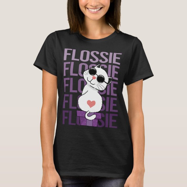 Lovely Cat - Flossie Name T-Shirt (Front)