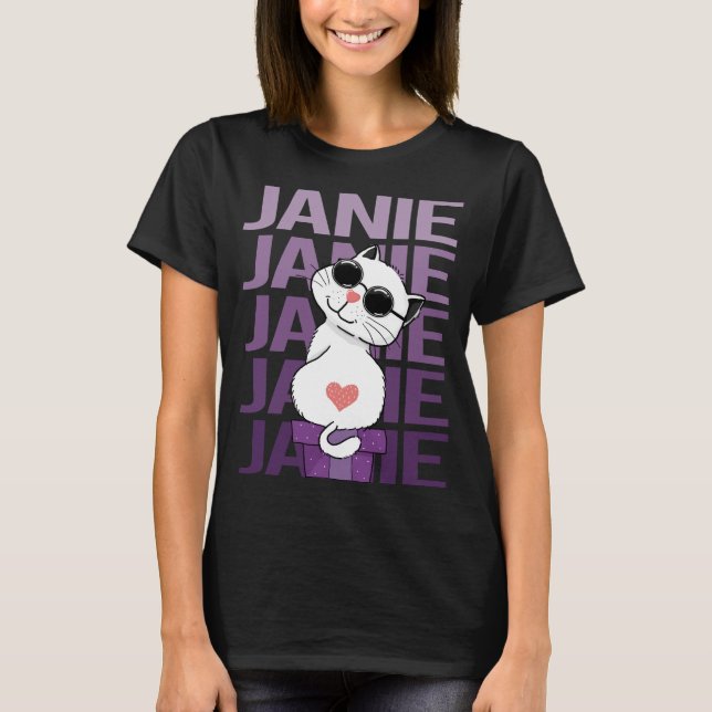 Lovely Cat - Janie Name T-Shirt (Front)