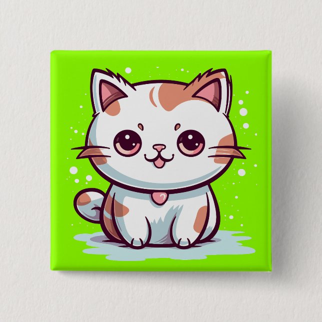 Lovely Cat Kawaii Style Clipart-47758 Button (Front)
