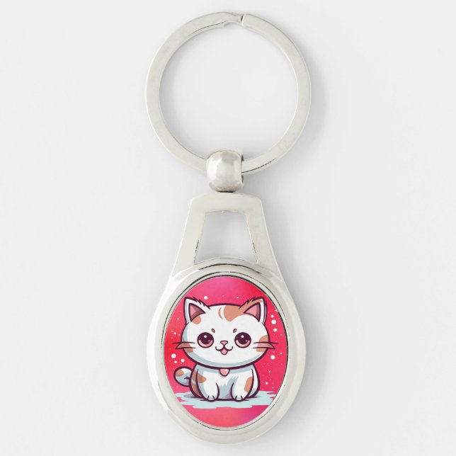 Lovely Cat Kawaii Style Clipart-47758 Keychain (Front)