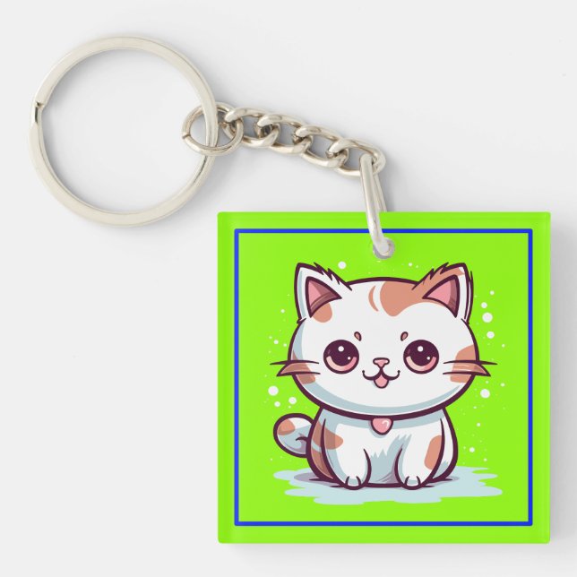 Lovely Cat Kawaii Style Clipart-47758 Keychain (Front)