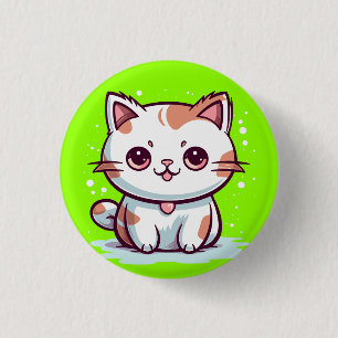 Lovely Cat Kawaii Style Clipart Button