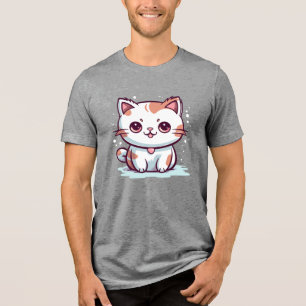 Lovely Cat Kawaii Style Clipart Tri-Blend Shirt