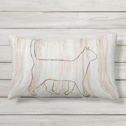 Lovely Cat on Wood Outdoor Pillow