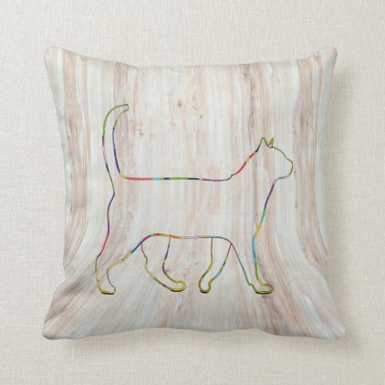 Lovely Cat on Wood Throw Pillow