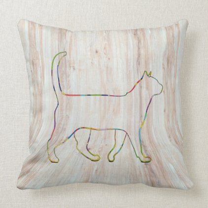 Lovely Cat on Wood Throw Pillow