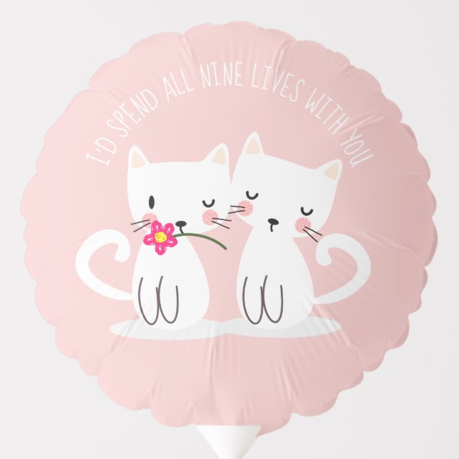 Lovely Cats Personalized Message Valentines Day Balloon (Front)