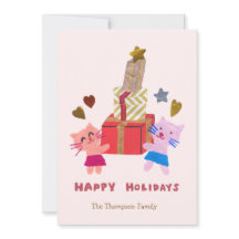 lovely cats with gift boxes pink