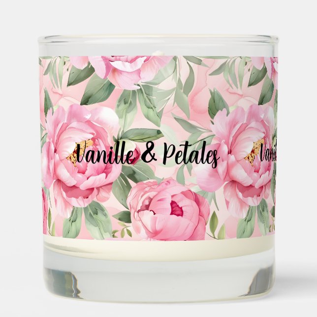 Lovely Celebratory Botanical Rose Floral Vanilla Scented Candle (Front)