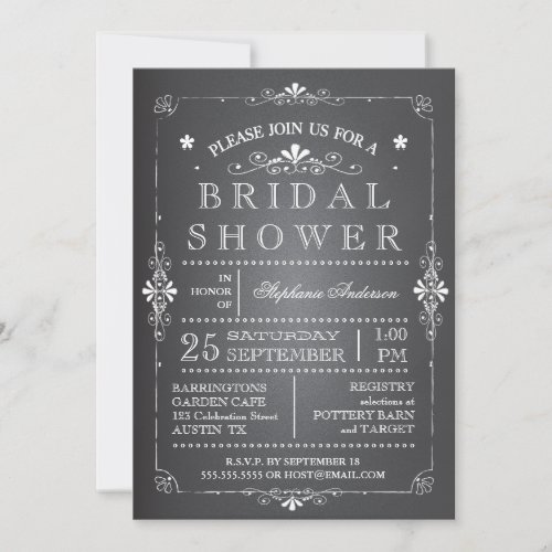 Lovely Chalkboard Bridal Shower Invitation