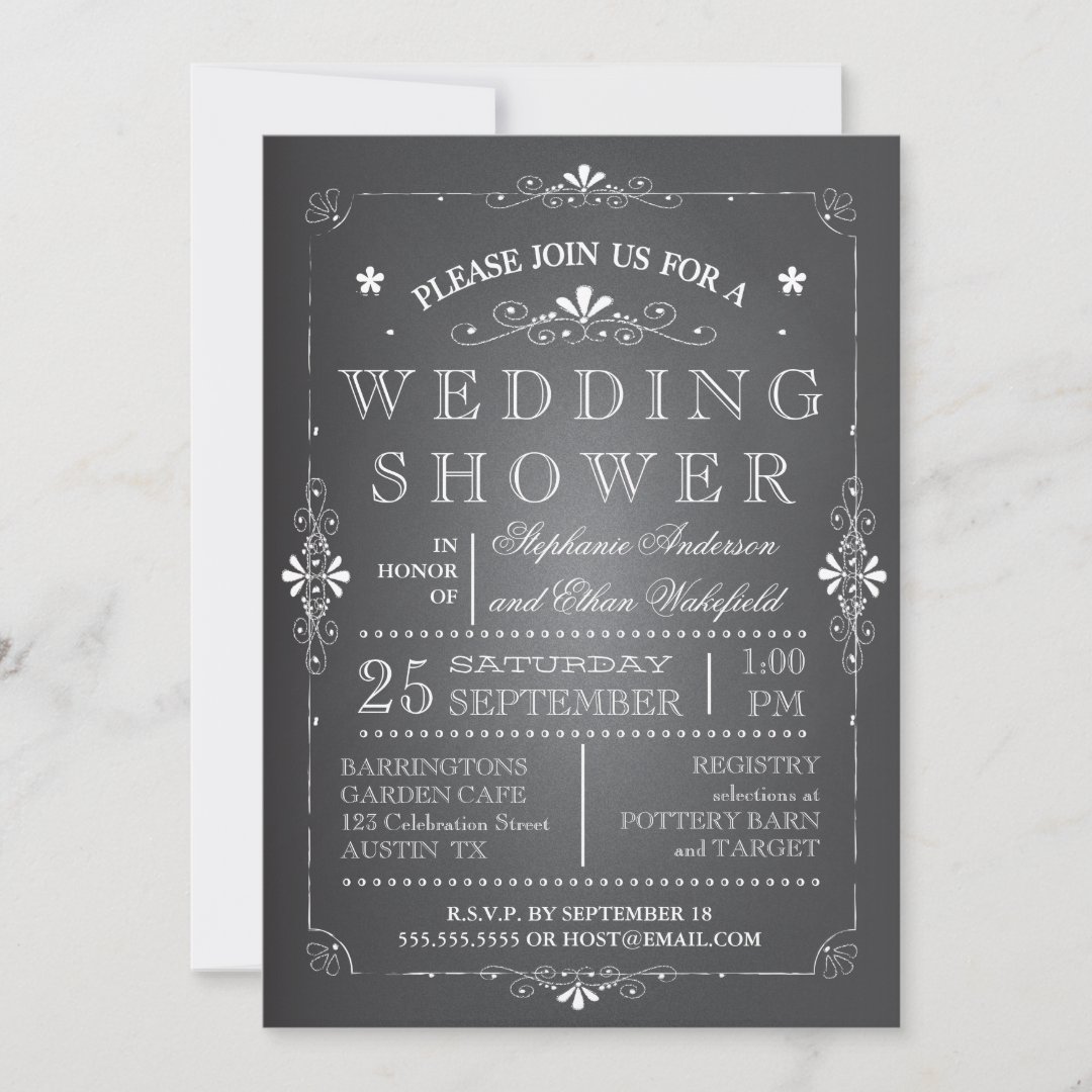 Lovely Chalkboard Couples Wedding Shower Invitation Zazzle