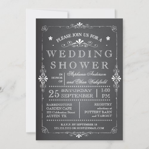 Lovely Chalkboard Couples Wedding Shower Custom Invitation