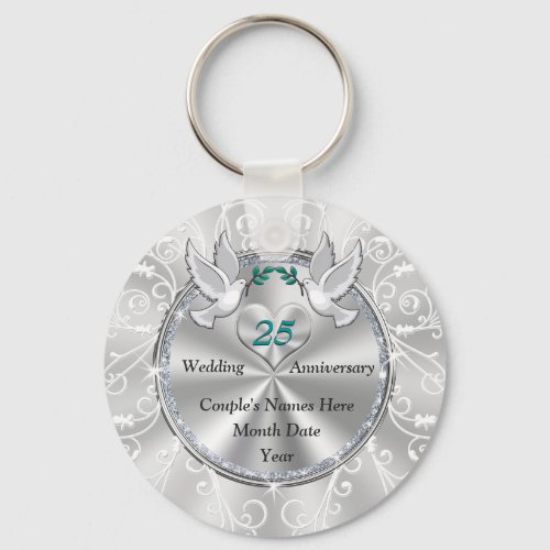 Lovely Cheap 25th Wedding Anniversary Party Favors Keychain