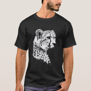 Lovely Cheetah Cat Hand Drawn Portrait Graphic Pen T-Shirt