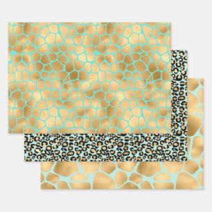 Lovely Cheetah Print and Giraffe Spots Wrapping Paper Sheets