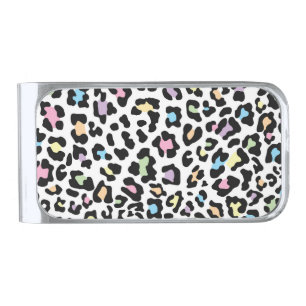 Lovely Cheetah Print Silver Finish Money Clip
