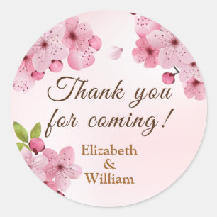 Lovely Cherry Blossoms Thank You Classic Round Sticker