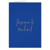 Lovely Chic Calligraphy Couple Names Blue & Gold (Front)