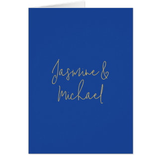Lovely Chic Calligraphy Couple Names Blue & Gold