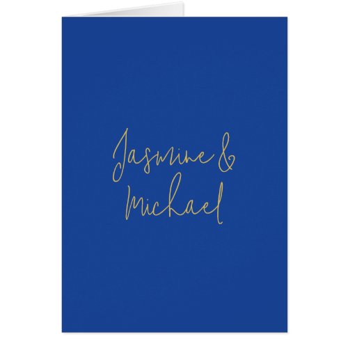 Lovely Chic Calligraphy Couple Names Blue &amp; Gold