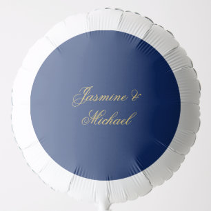 Lovely Chic Calligraphy Couple Names Blue & Gold Balloon