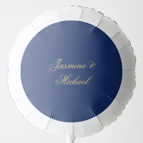 Lovely Chic Calligraphy Couple Names Blue & Gold Balloon
