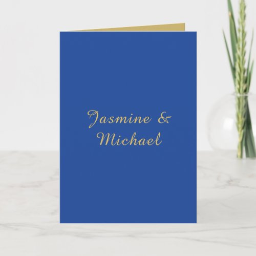 Lovely Chic Calligraphy Couple Names Blue & Gold Card