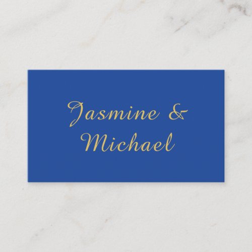 Lovely Chic Calligraphy Couple Names Blue & Gold Enclosure Card