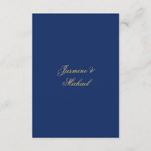 Lovely Chic Calligraphy Couple Names Blue & Gold Enclosure Card
