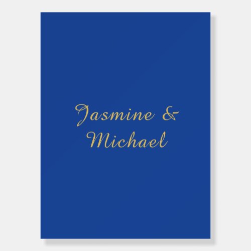 Lovely Chic Calligraphy Couple Names Blue & Gold Foam Board