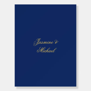Lovely Chic Calligraphy Couple Names Blue & Gold Foam Board