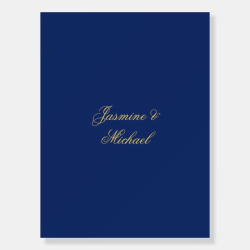 Lovely Chic Calligraphy Couple Names Blue & Gold Foam Board