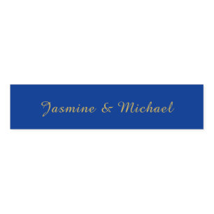 Lovely Chic Calligraphy Couple Names Blue & Gold Napkin Bands