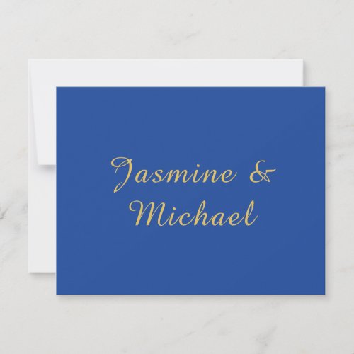 Lovely Chic Calligraphy Couple Names Blue & Gold Note Card