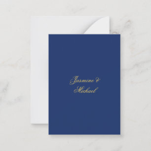 Lovely Chic Calligraphy Couple Names Blue & Gold Note Card