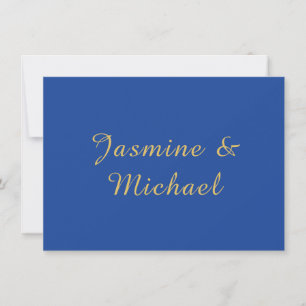 Lovely Chic Calligraphy Couple Names Blue & Gold Note Card