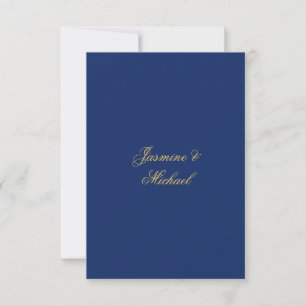 Lovely Chic Calligraphy Couple Names Blue & Gold Thank You Card