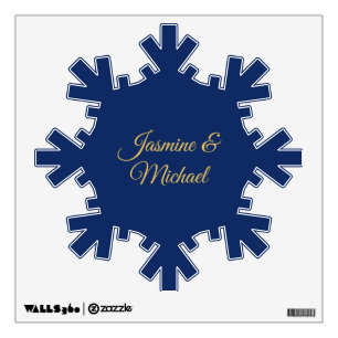 Lovely Chic Calligraphy Couple Names Blue & Gold Wall Decal