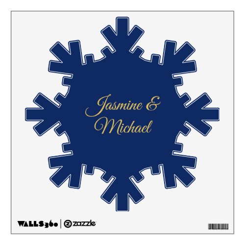 Lovely Chic Calligraphy Couple Names Blue & Gold Wall Decal
