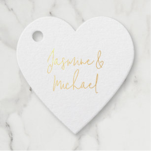 Lovely Chic Calligraphy Couple Names Foil Favor Tags