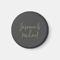Lovely Chic Calligraphy Couple Names Grey & Gold