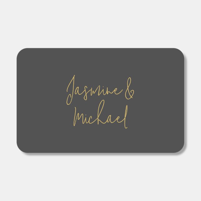 Lovely Chic Calligraphy Couple Names Grey & Gold Matchboxes (Front)