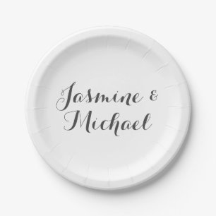 Lovely Chic Calligraphy Couple Names Paper Plates