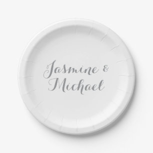 Lovely Chic Calligraphy Couple Names  Paper Plates