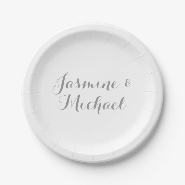 Lovely Chic Calligraphy Couple Names  Paper Plates (Front)