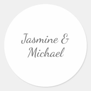 Lovely Chic Calligraphy Couple Names Wedding Classic Round Sticker