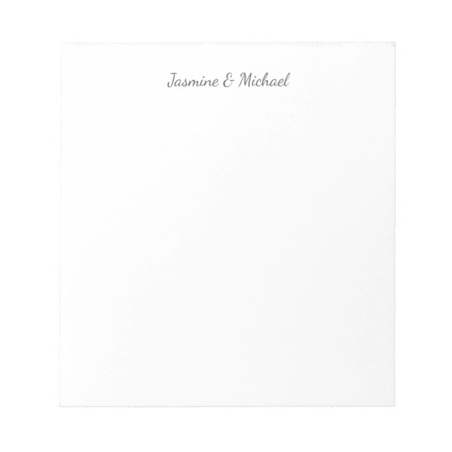 Lovely Chic Calligraphy Couple Names Wedding Notepad (Front)