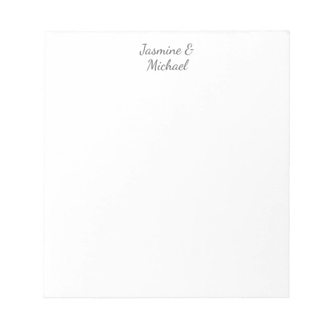 Lovely Chic Calligraphy Couple Names Wedding Notepad (Front)